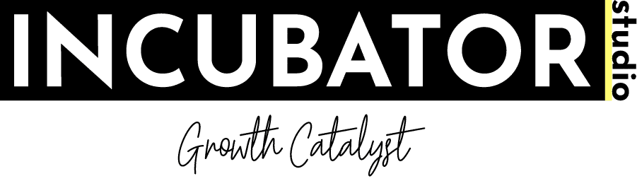 incubator studio black logo with tagline marketing branding webdesign agency