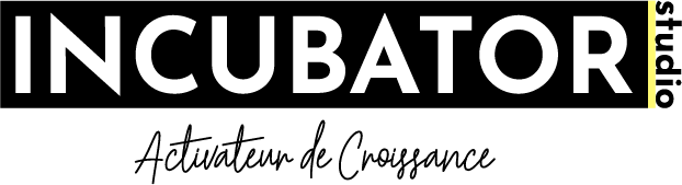 Logotype principal en français d'Incubator Studio avec tagline.