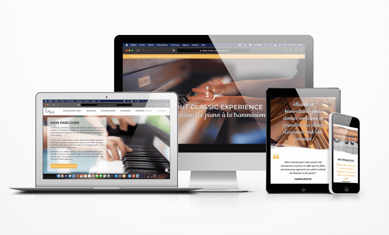 Mockup d'un site internet pour client avec la vue responsive
