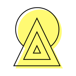Icône abstraite noire et jaune illustrant l'assurance succès.